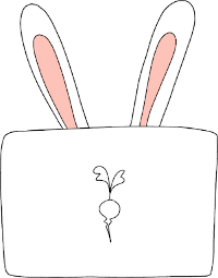Blog Bunny Illustration, two bunny ears standing behind an open laptop by Mervi Emilia Eskelinen